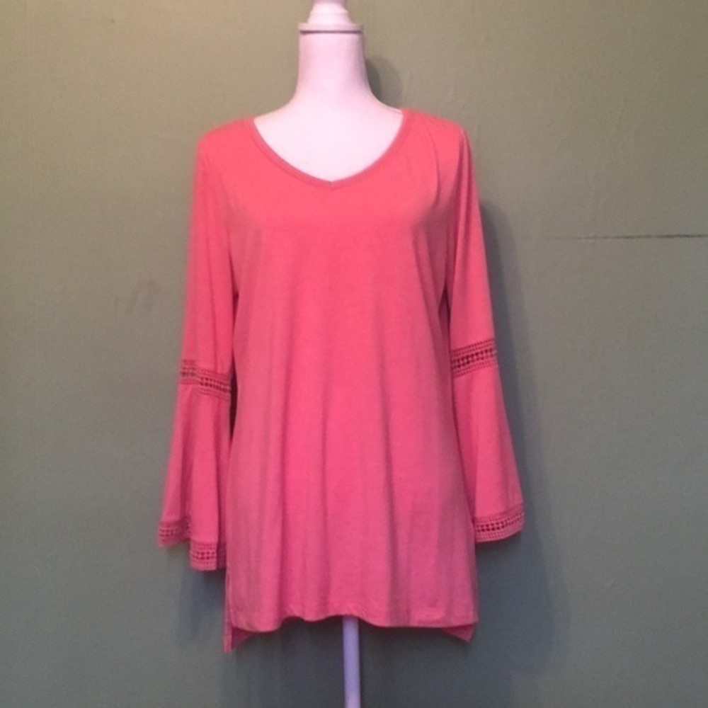 ISAAC‎ MIZRAHI LIVE salmon v-neck top